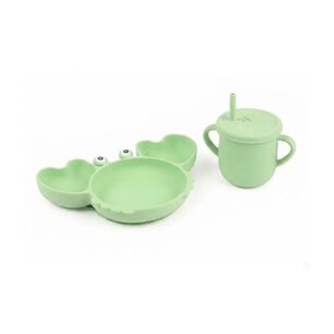 Set Alimentacion Bebe Silicona Plato Cangrejo