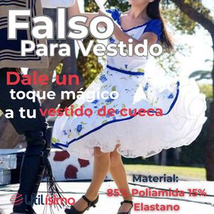 Falso Para Vestido Niña Juvenil Fiestas Patrias Color Blanco