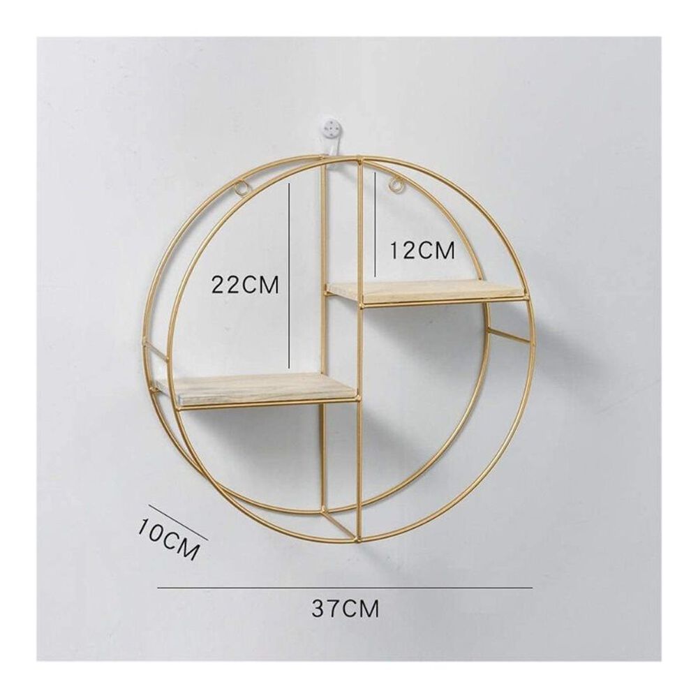 Estante Flotante Circular 2 Niveles Metal Madera Decorativo image number 2.0