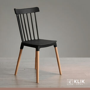 Comedor Mesa Redonda Vidrio 80cm + 4 Sillas Windsor Negras Comedor Mesa Redonda Vidrio 80cm + 4 Sillas Windsor Negras