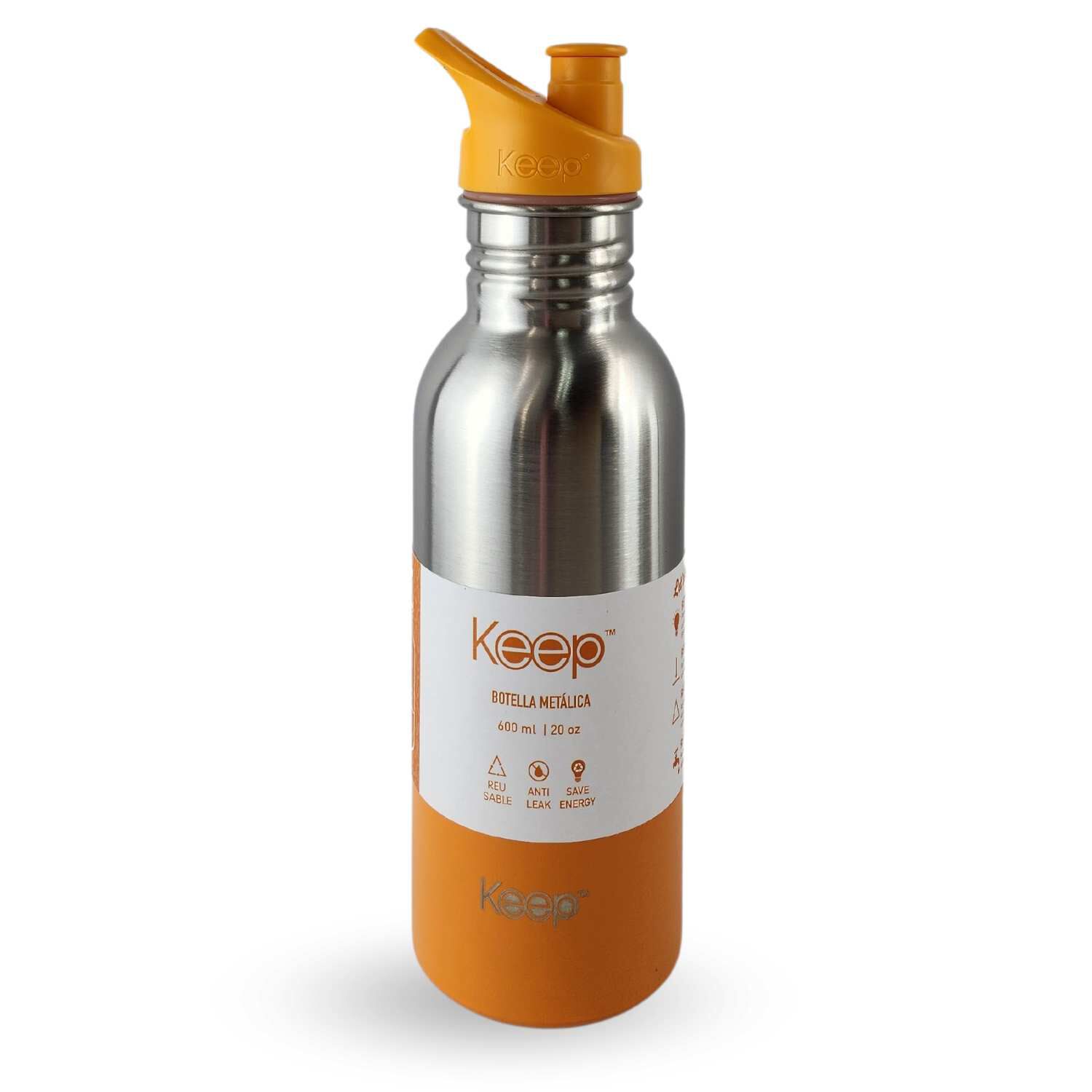 Botella Metalica Keep 600ml Keep Bebidas Deporte Naranja image number 0.0