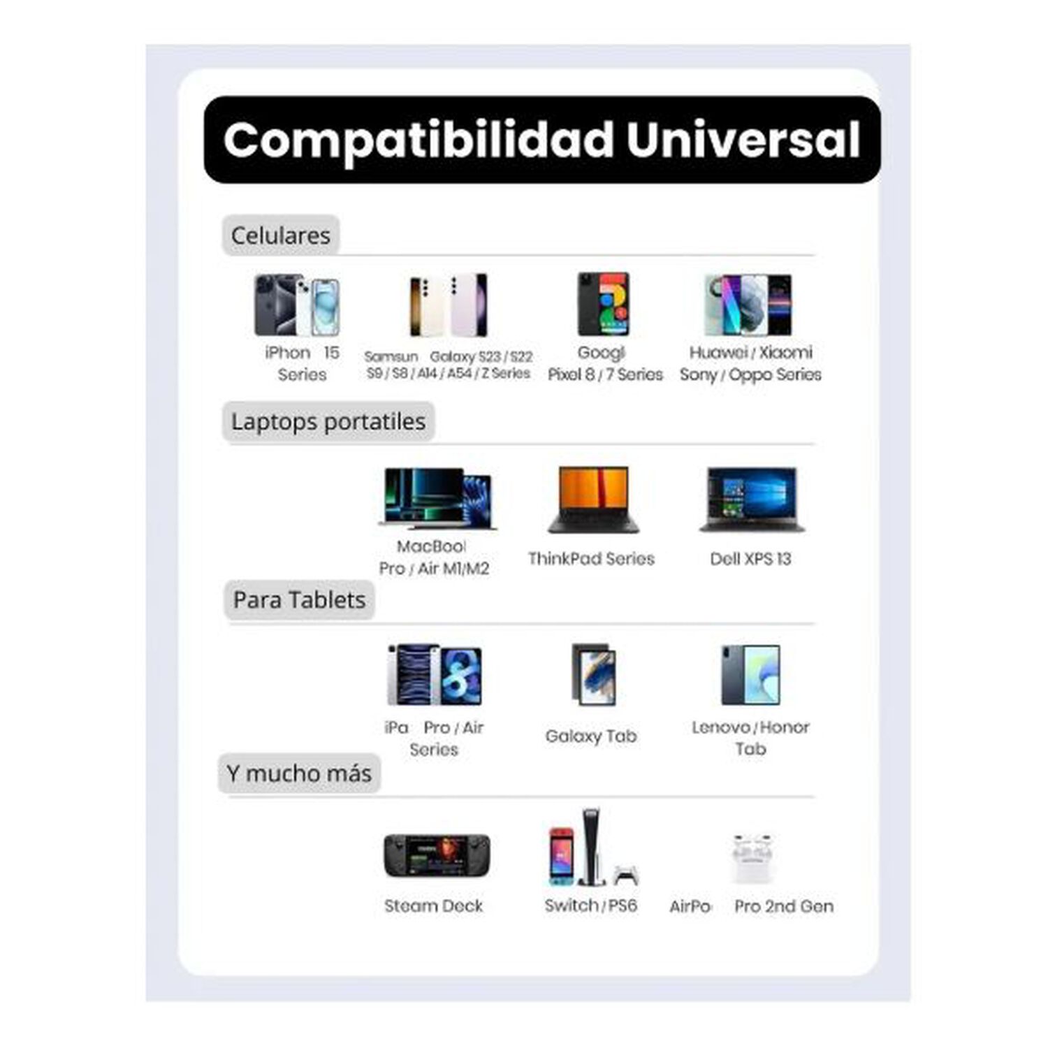 Set De Adaptador Para Celular Datos Cable Y Carga 60w Usb Tipo C Micro Usb Ip Y Otros image number 6.0