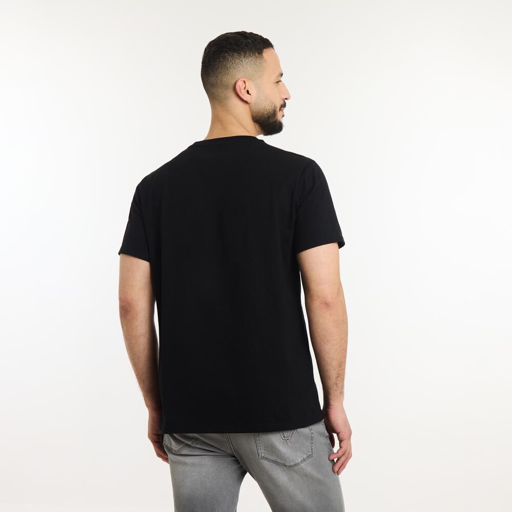 Polera Estampada Manga Corta Cuello Redondo Hombre Az Black image number 3.0