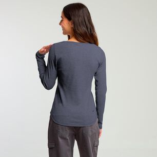 Polera Con Botones Manga Larga Cuello Redondo Mujer Freedom