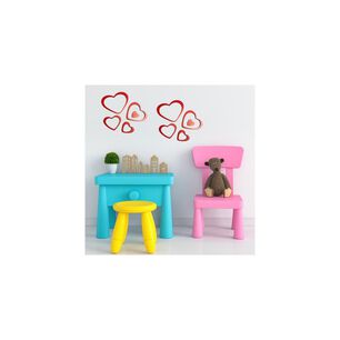 Stickers De Madera Para Muro Corazones Rojos