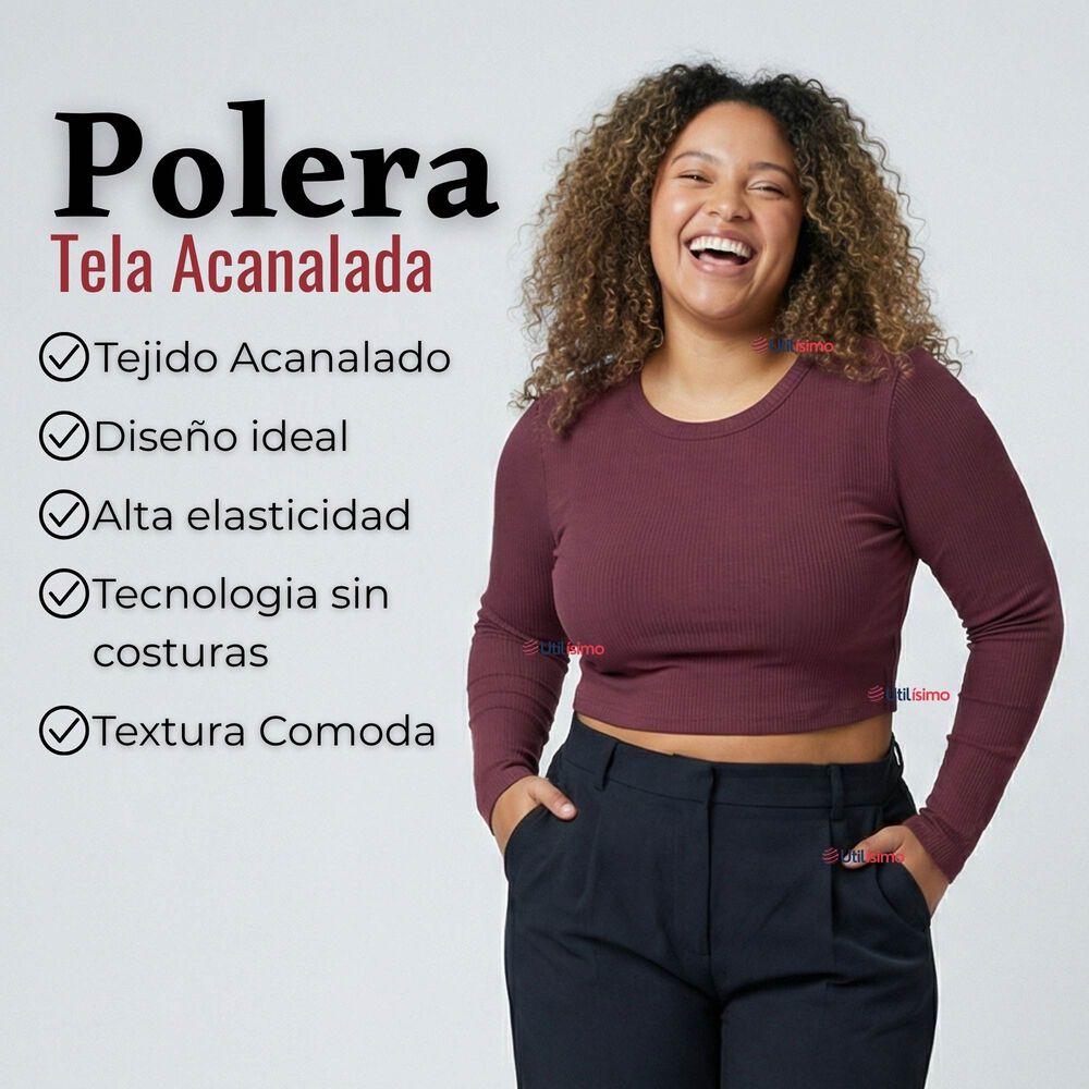 Camiseta Polar Manga Larga Polera Tela Acanalada Colores Surtidos image number 3.0