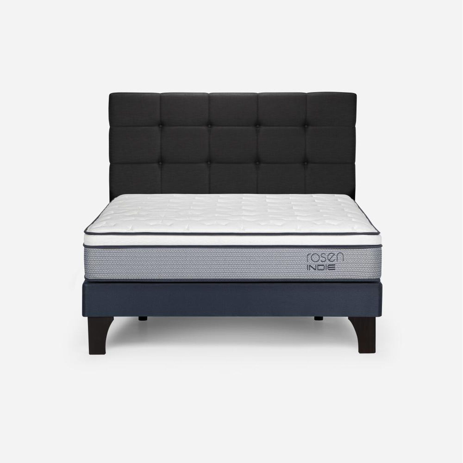 Cama Europea Rosen Indie / 2 Plazas / Base Normal + Respaldo Issey Grafito image number 0.0