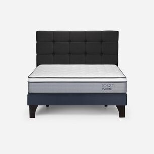 Cama Europea Rosen Indie / 2 Plazas / Base Normal + Respaldo Issey Grafito