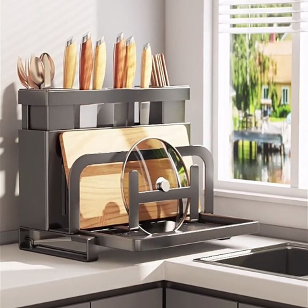 Organizador De Cubiertos Estante Escurridor Tabla De Cortar image number 4.0