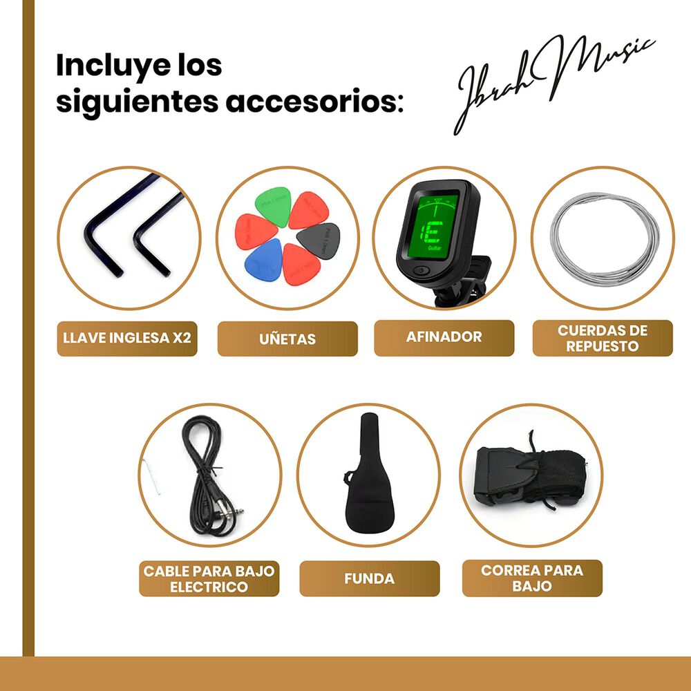 Bajo El&eacute;ctrico Ibrah 4 Cuerdas + Amplificador 20w + Acces image number 2.0