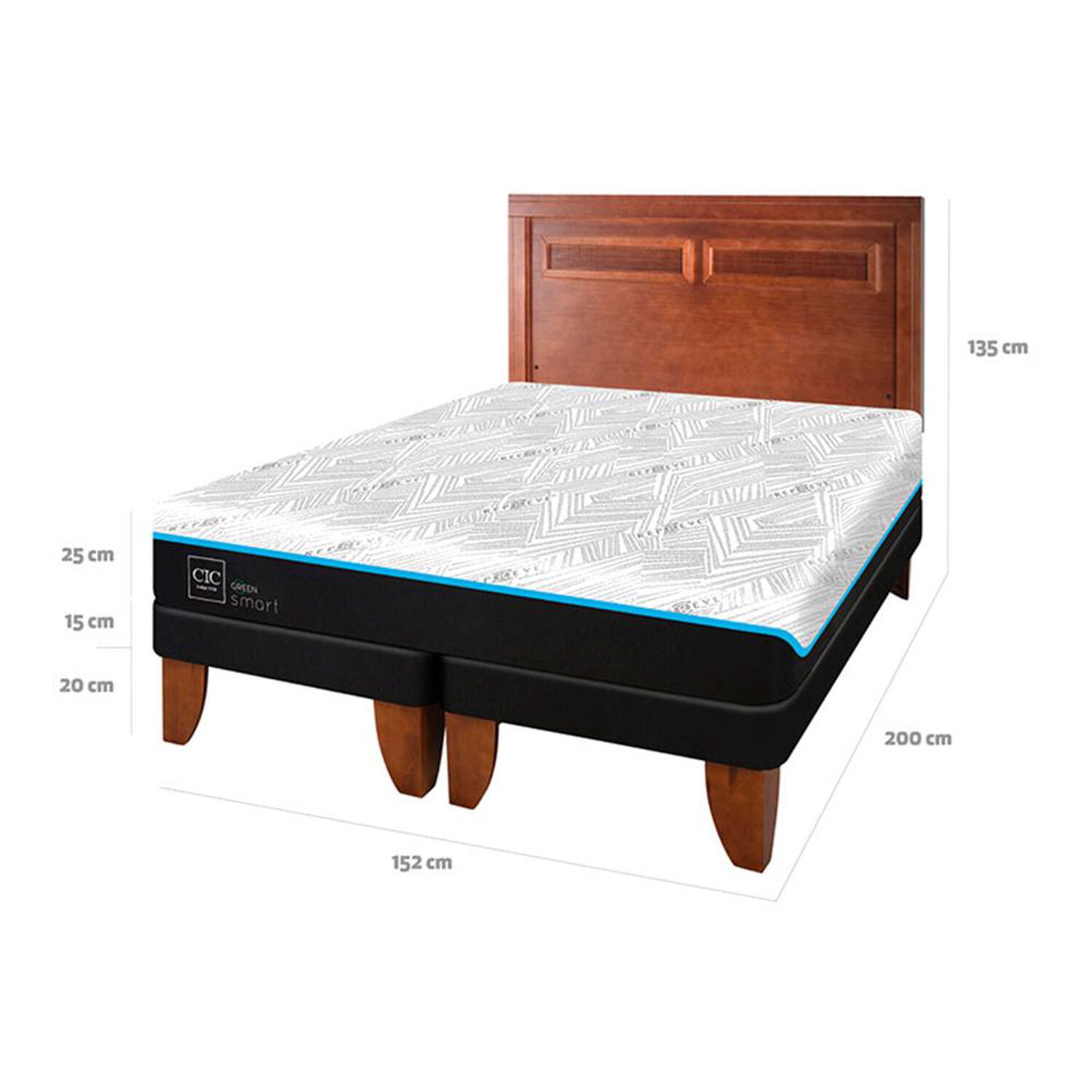 Cama Europea Cic Green Infinity / 2 Plazas / Base Dividida + Respaldo image number 6.0
