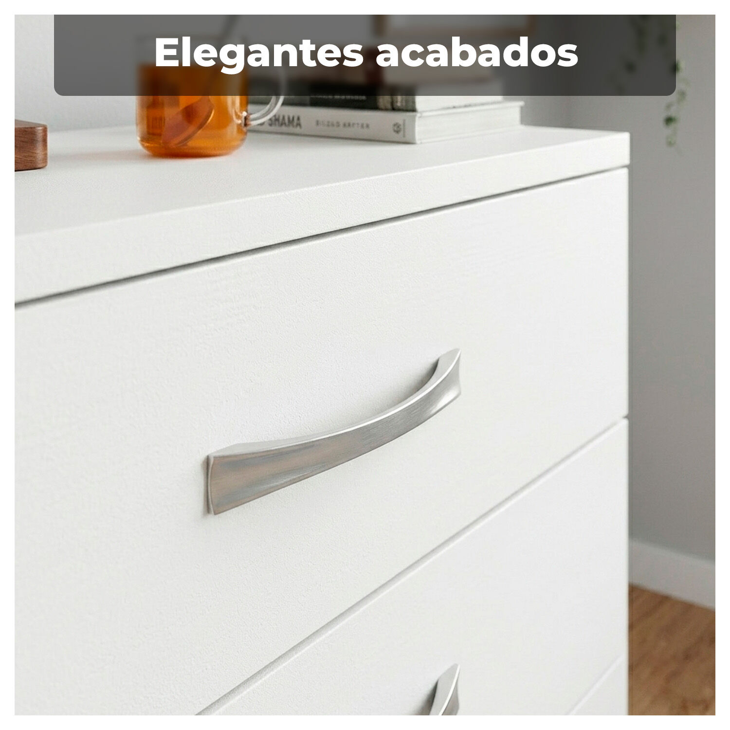 C&oacute;moda Blanca 4 Cajones Mueble Organizador Dormitorio image number 2.0