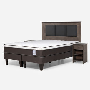 Cama Europea Rosen New Style 4 Plus / 2 Plazas / Base Dividida  + Set Maderas Rachel Gris