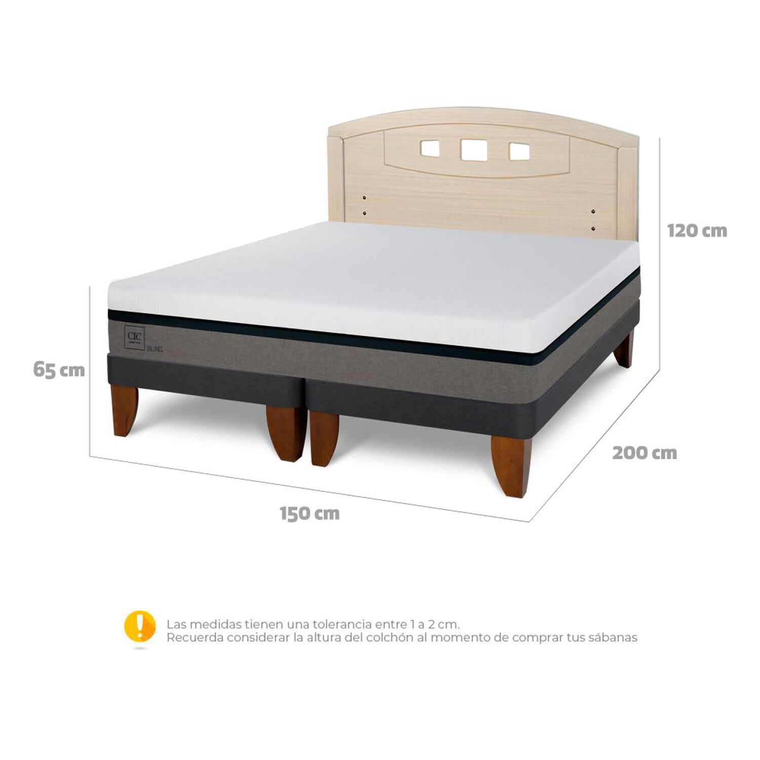 Cama Europea Cic Balance / 2 Plazas / Base Dividida + Respaldo image number 4.0