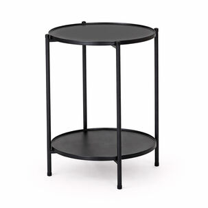 Mesa Lateral Met&aacute;lica Con Repisa 57x43x43 Cm Negro