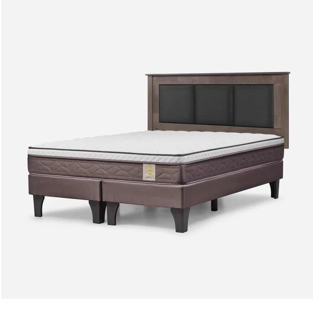 Cama Europea Rosen New Style 4 Plus / 2 Plazas / Base Dividida  + Respaldo Rachel Gris image number 2.0