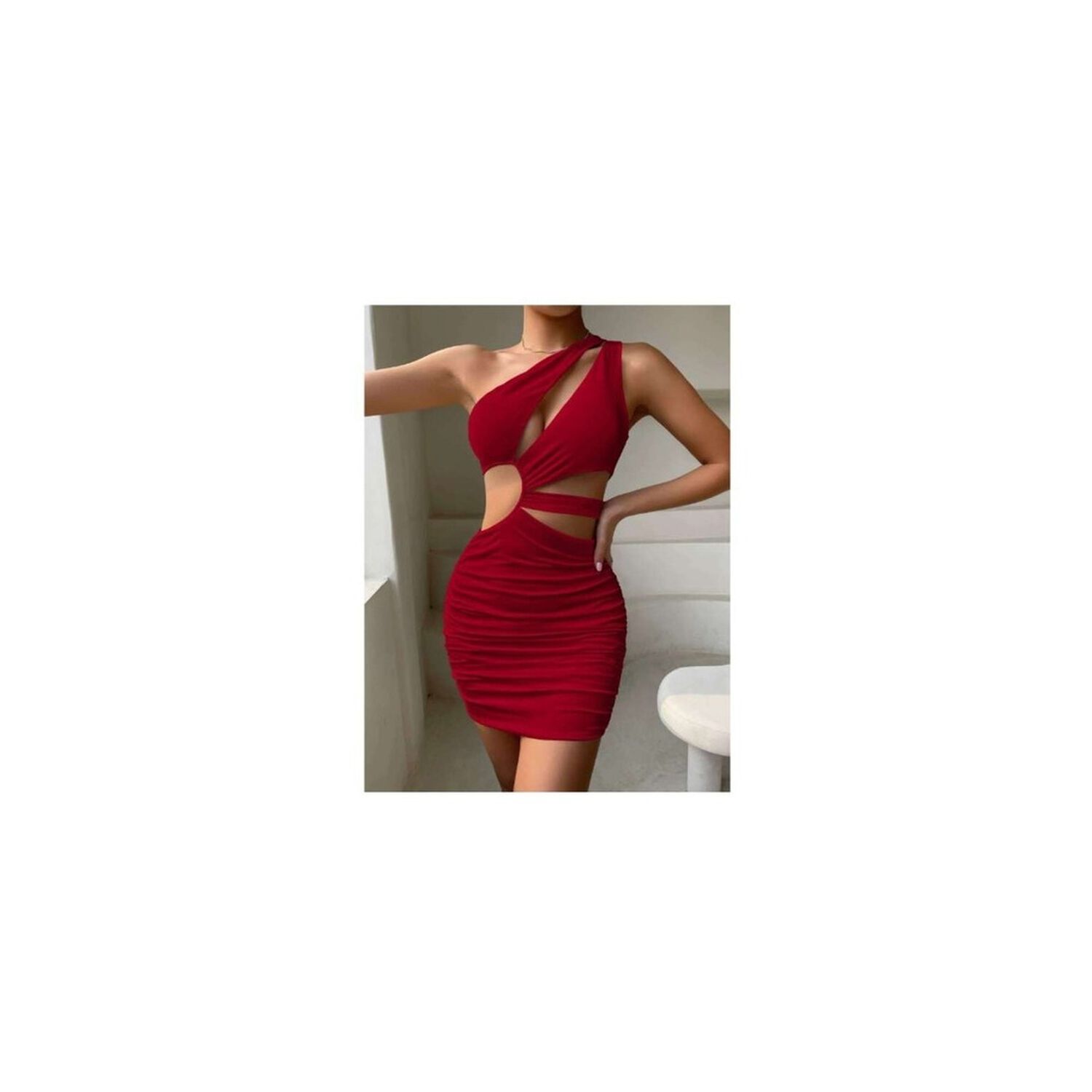 Vestido Hombro Cruzado Escote Lateral Horma Sirena Elegante image number 8.0
