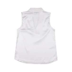Blusa Satinada Sin Mangas Cuello Camisero Mujer Kimera