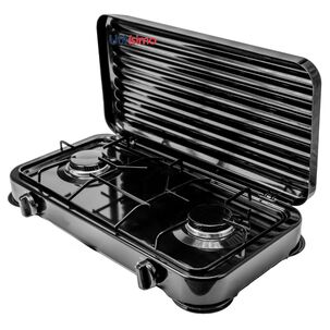 Cocinilla Encimera A Gas Licuado 2 Platos Cocina Negra