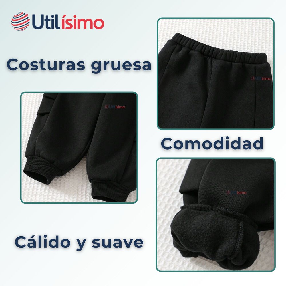 Buzo Beb&eacute; Ni&ntilde;o Forrado En Polar Negro Pantal&oacute;n image number 4.0