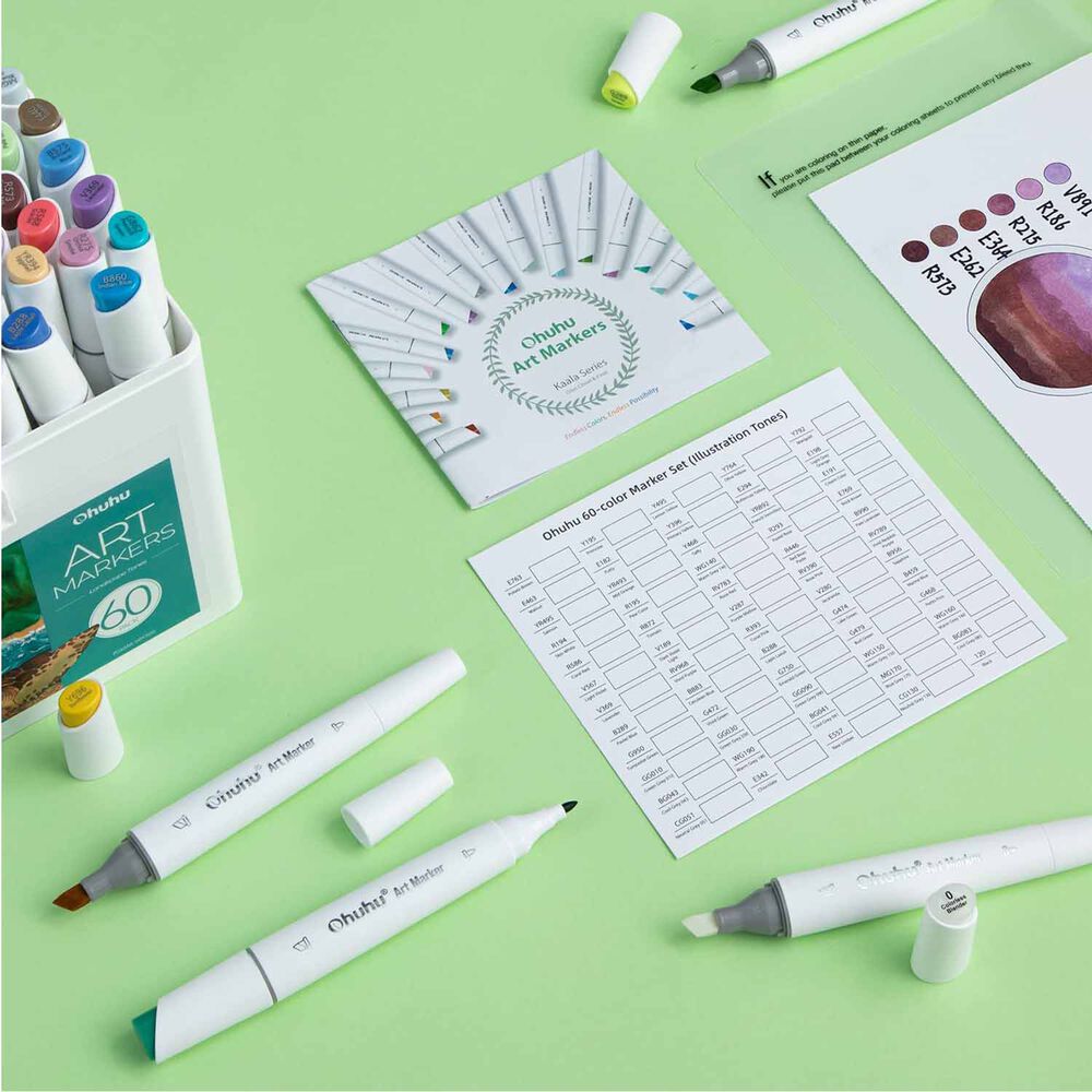 Ohuhu 60 Marcadores Alcohol Fina & Biselada Fina Paisajes image number 7.0