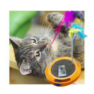 Juguete Gato Rascador Varilla Plumas + Catnip Color Naranjo