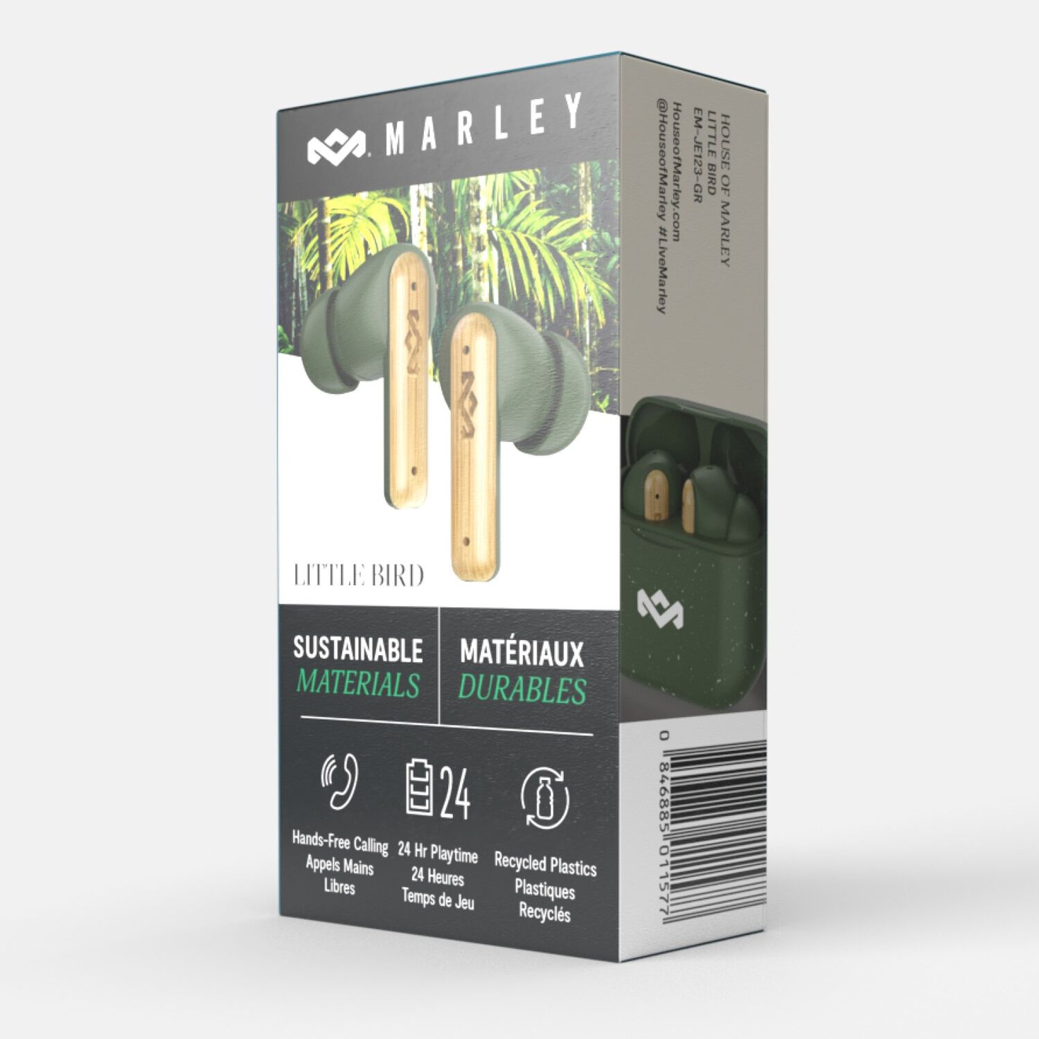 Aud&iacute;fonos Bluetooth True Wireless Little Bird Green Marley image number 6.0