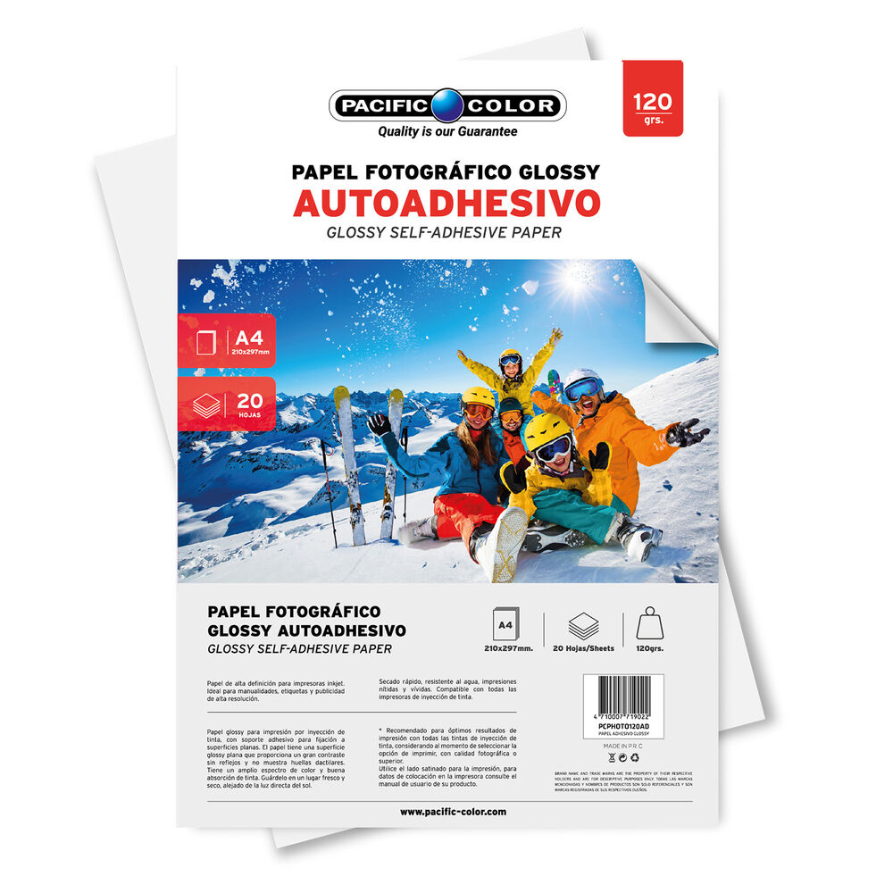 20 Hojas Papel Fotogr&aacute;fico Autoadhesivo 120grs A4 - Ps image number 0.0