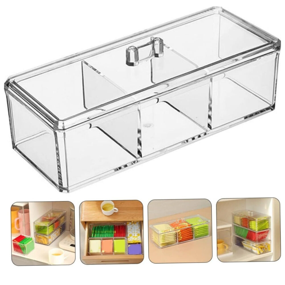 Caja Para T&eacute; Organizador 3 Divisiones Tapa Utensilio Cocina image number 3.0