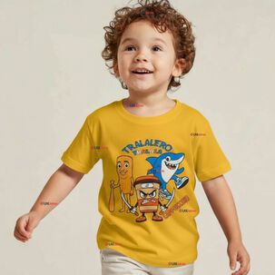 Polera Brainrots 100% Algodón Manga Corta Niño Tralalero Amarillo