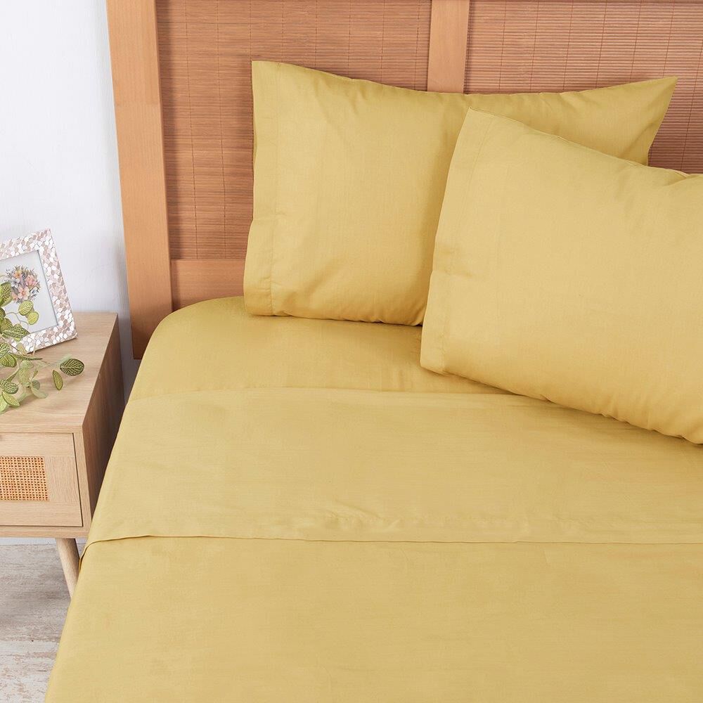Sabana 144 Hilos Lisas 2 Plazas Mostaza image number 1.0