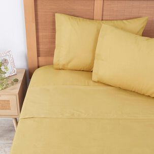 Sabana 144 Hilos Lisas 2 Plazas Mostaza
