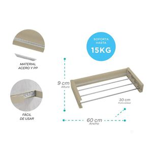 Tendedero Retr&aacute;ctil De Pared Extensible Toallas Ba&ntilde;o Ropa
