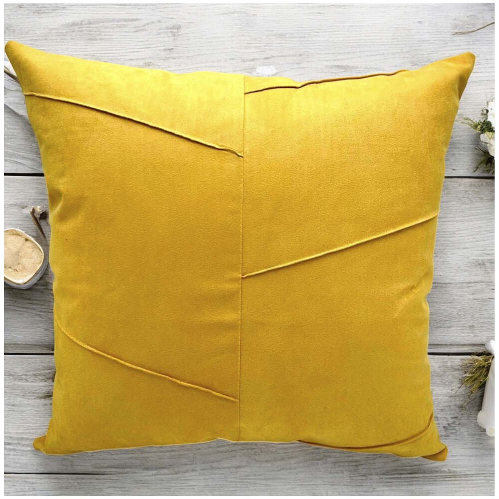 Pack De 02 Fundas De Coj&iacute;n De Semicuero Sint&eacute;tico 50x50 Cm Amarillo image number 1.0