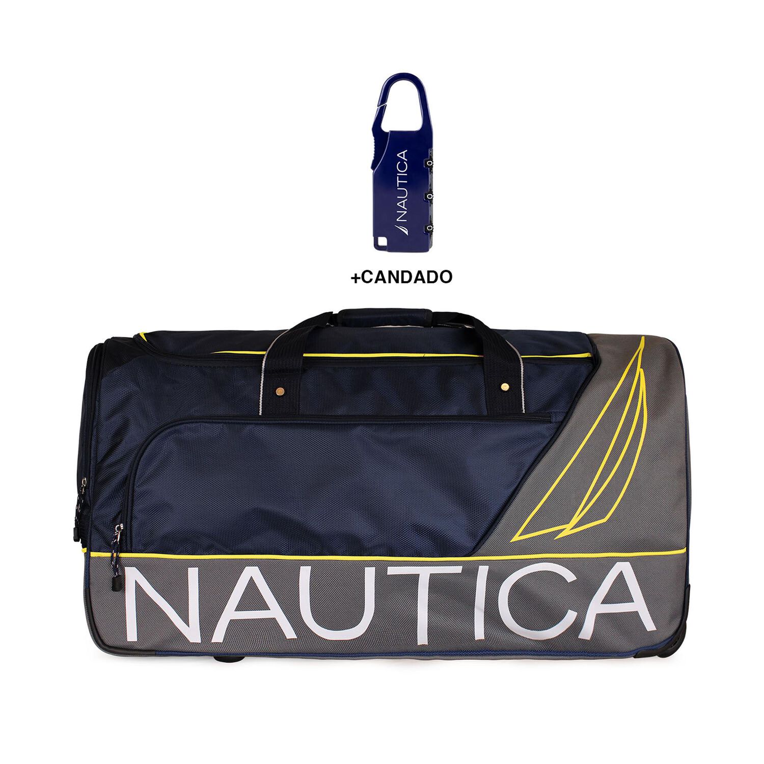 Bolso De Viaje Con Ruedas Nautica Mannar L Azul + Candado image number 0.0