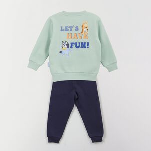 Conjunto Buzo Ni&ntilde;o Back Print Lets Have Fun Verde Bluey