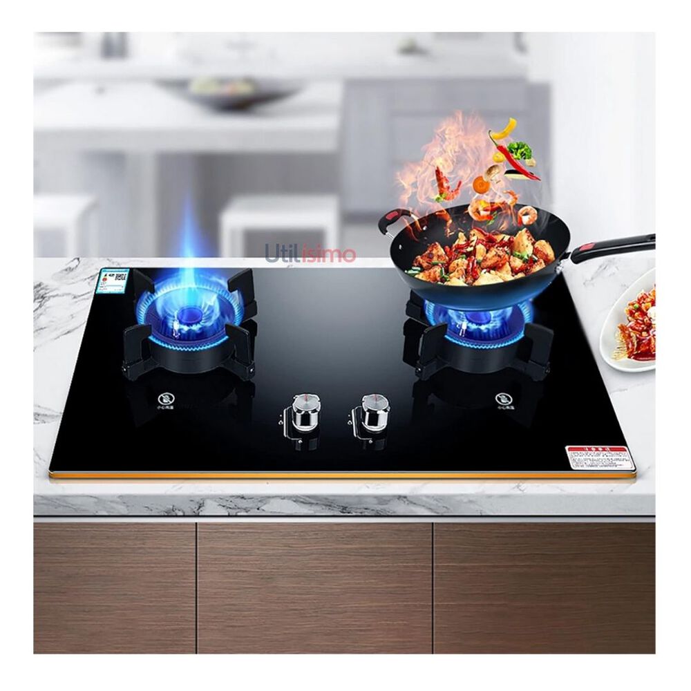 Cocina Flip Top Encimera A Gas 2 Platos Placa Vidrio Templado Boko image number 5.0