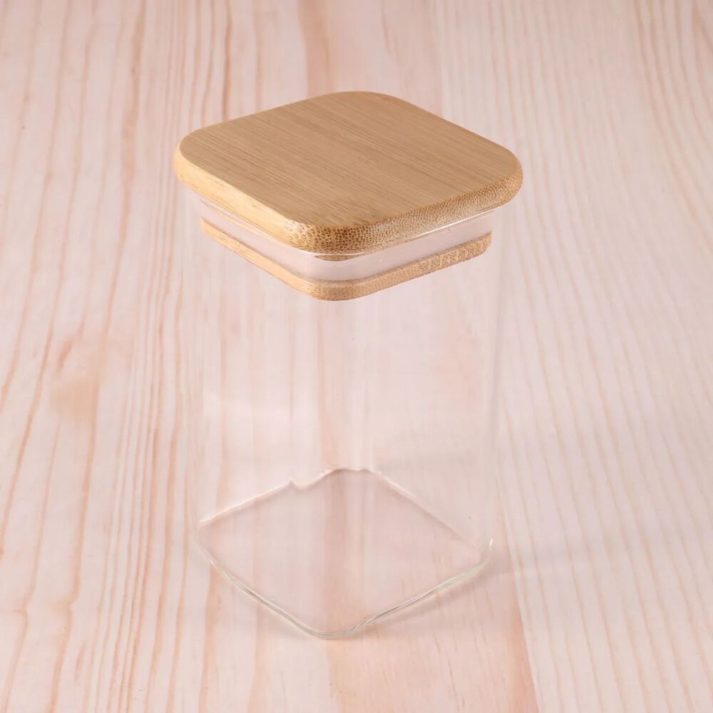 Frasco Hermetico Recipiente 600ml Vidrio Cuadrado 12cm Bamb&uacute; image number 2.0