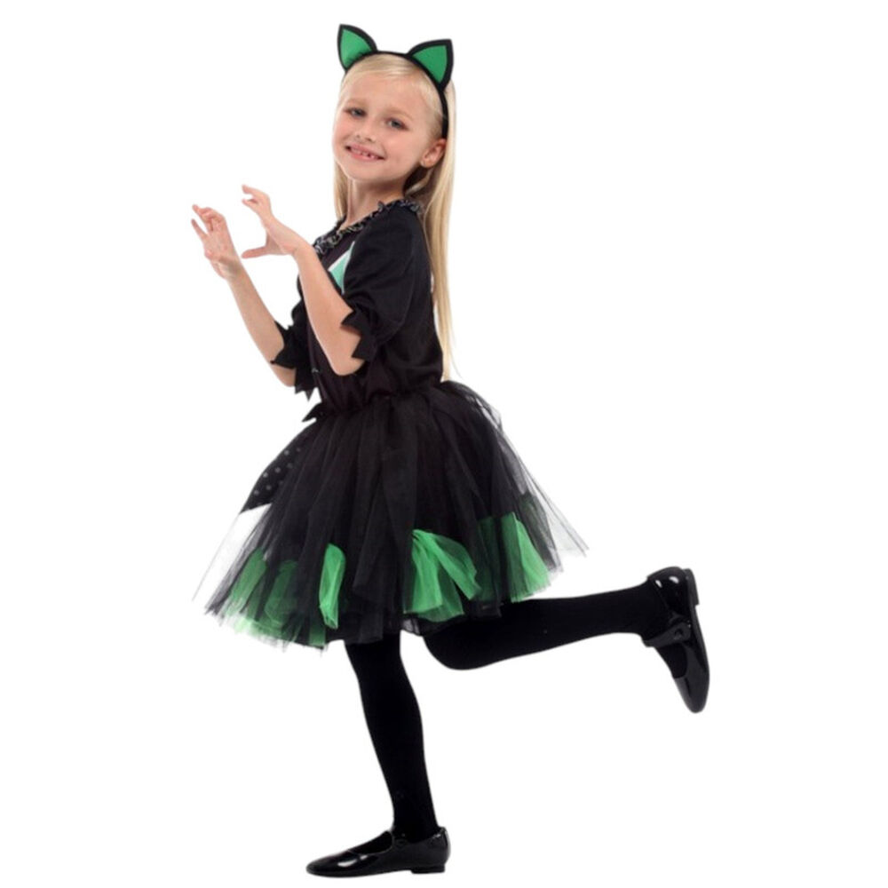 Disfraz Infantil Gato Verde Vestido Niña image number 2.0