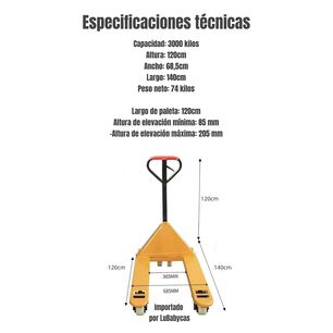 Transpaleta Manual 3000 Kilos 685mm By Lubabycas