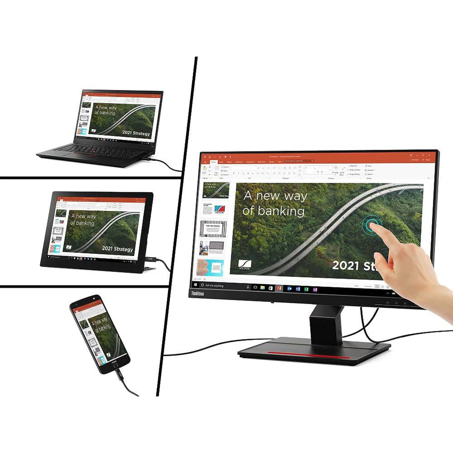 Monitor Thinkvision T24t-20 Usb-c + Hdmi Touch 24'' image number 6.0