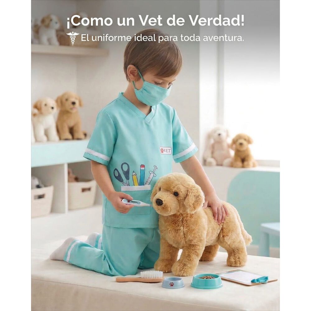 Disfraz Veterinario Cosplay Juego Rol Traje Doctor Ni&ntilde;os image number 5.0