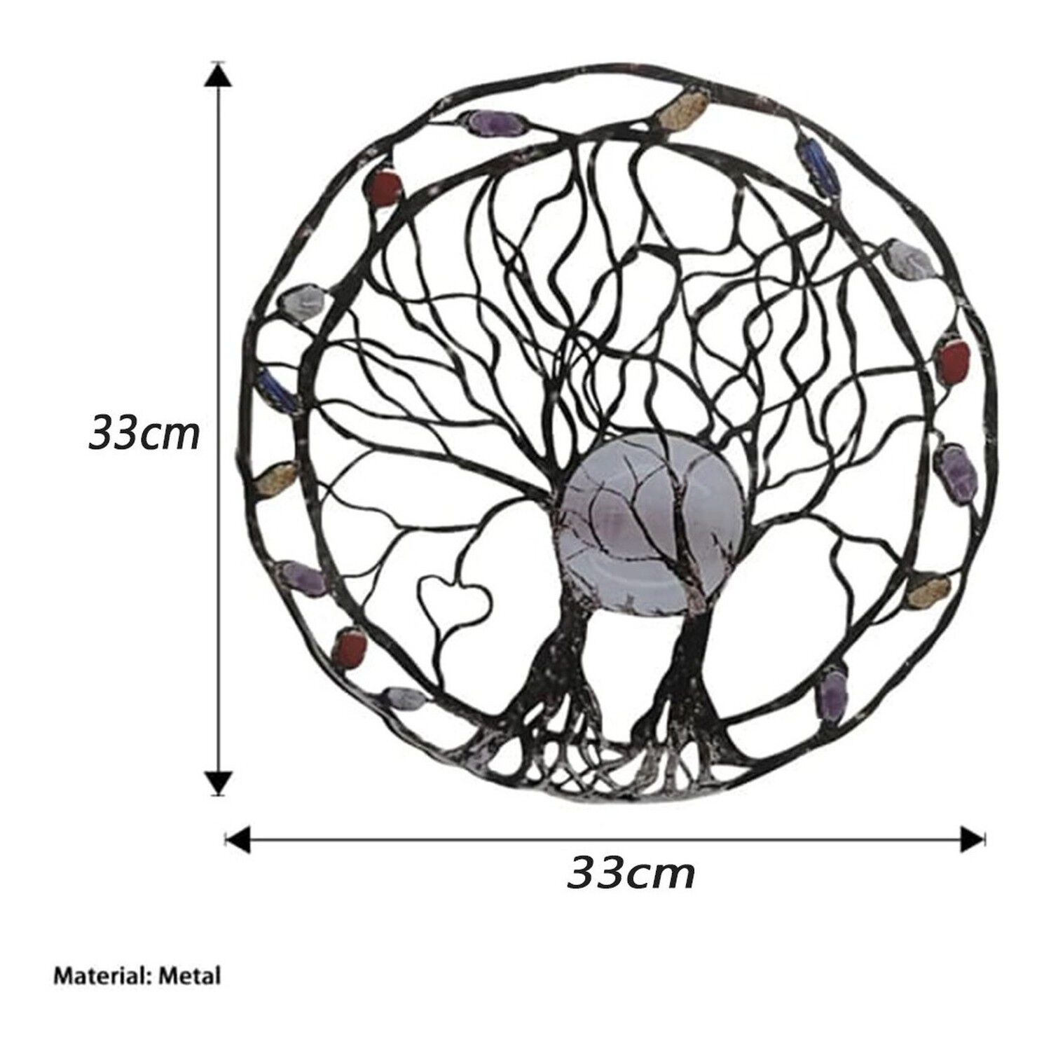 Adorno Colgante Met&aacute;lico &Aacute;rbol Vida 33 Cm Decoraci&oacute;n Pared image number 1.0