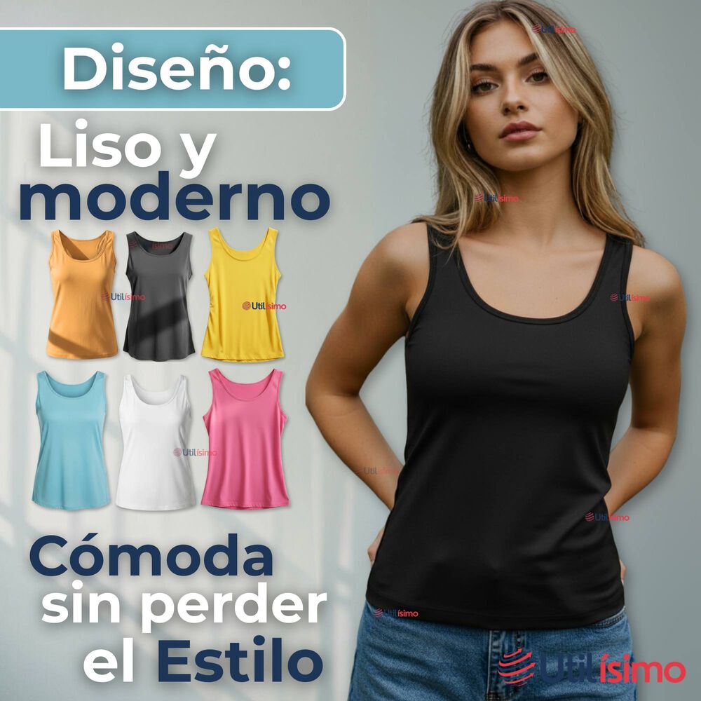 Polera Camiseta Sin Mangas Fibra De Bambú Básica Lisa Elástica Mujer Colores Surtidos image number 4.0