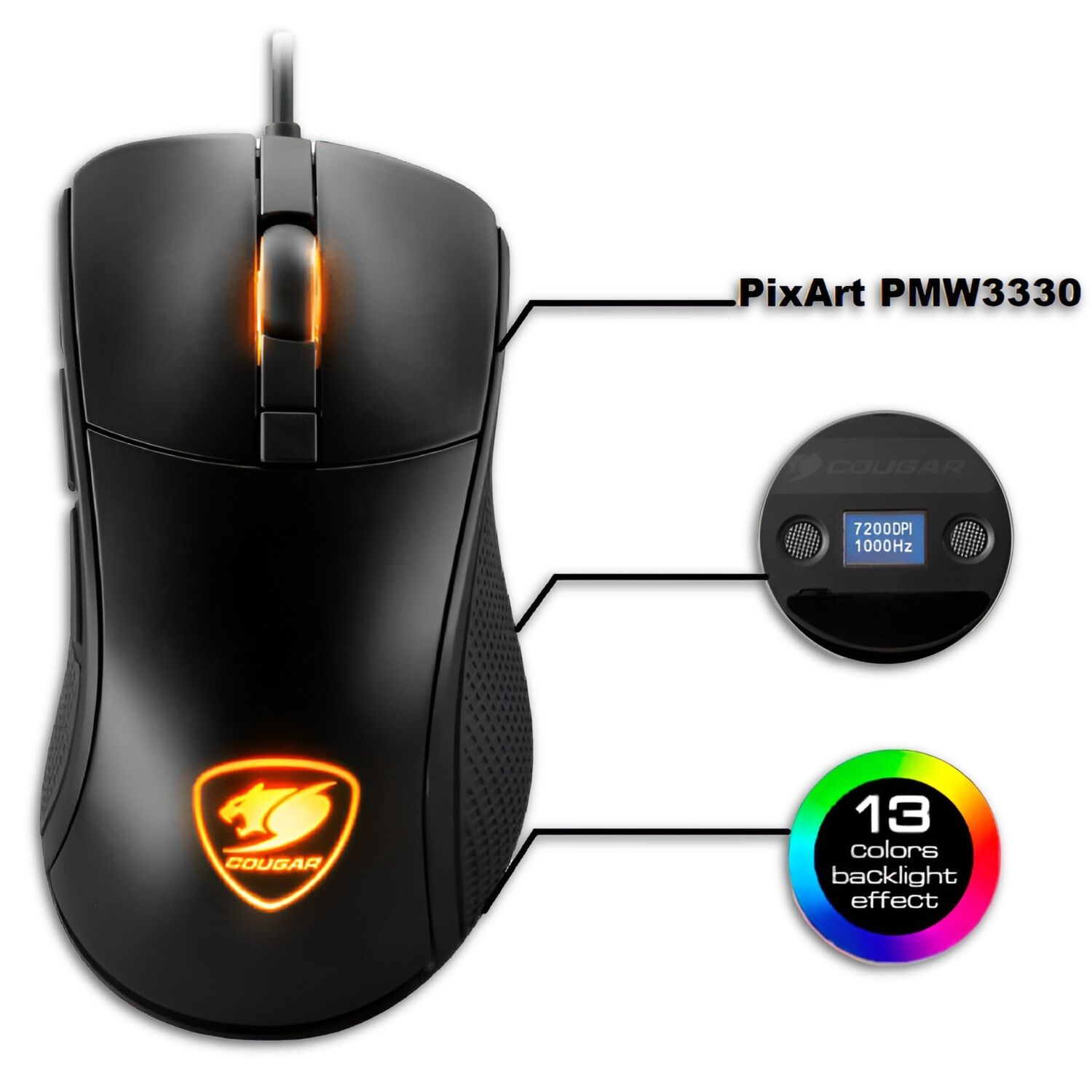 Mouse Gamer Cougar Surpassion 7200 Dpi Pixart Pmw3330 image number 9.0