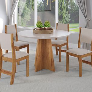 Juego De Comedor Redondo 4 Sillas Imperio Beige