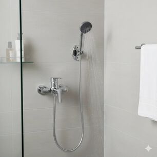 Juego De Ducha M&oacute;vil De 1 Funcion Con Flexible 1.5 Mt Y Soporte M&oacute;vil Marca Stretto