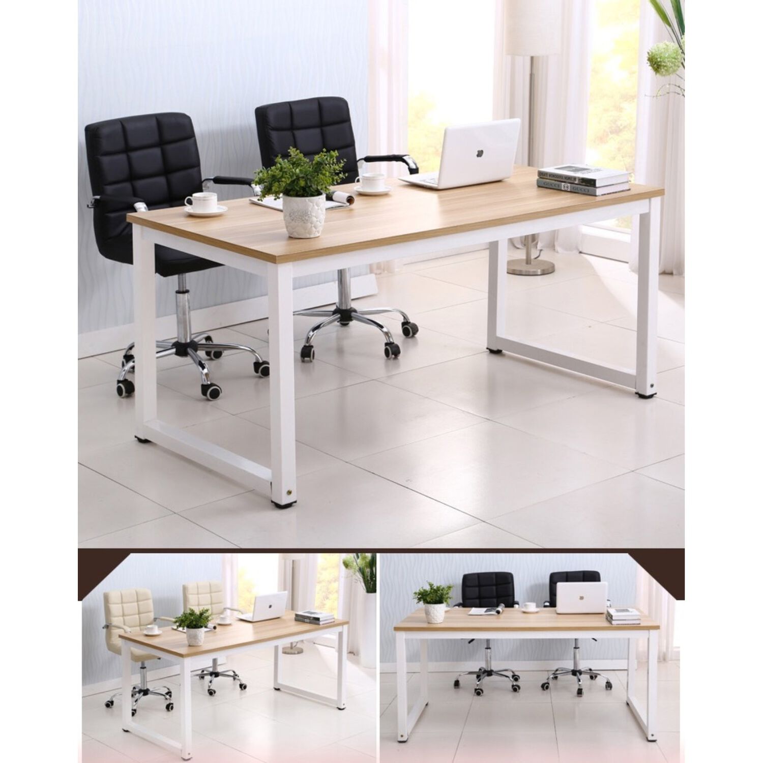 Escritorio Madera Mesa Minimalista 120x60x74cm Blanco image number 7.0