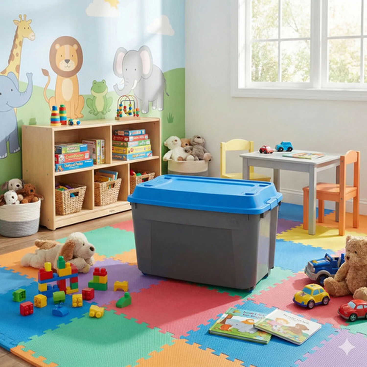 Caja Baul 210 Litros Reyplast Color Gris Tapa Azul image number 6.0