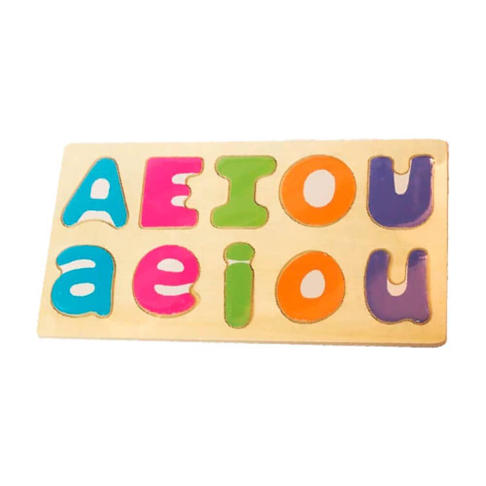 Tabla De Encaje De Madera Con Las Vocales Para Ni&ntilde;os De 3+ image number 1.0